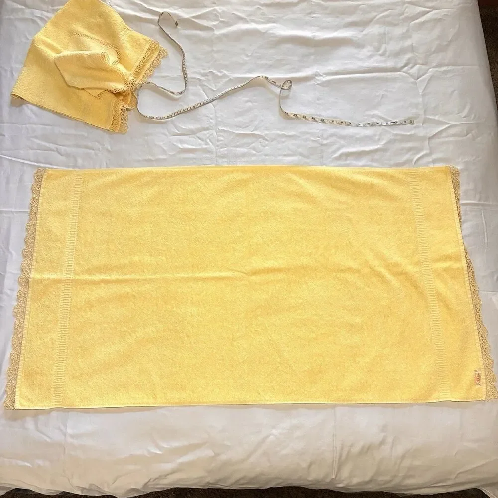 Mid Century Cannon Yellow Sunshine Set of Hand Towels 100% Cotton Trade Made USA